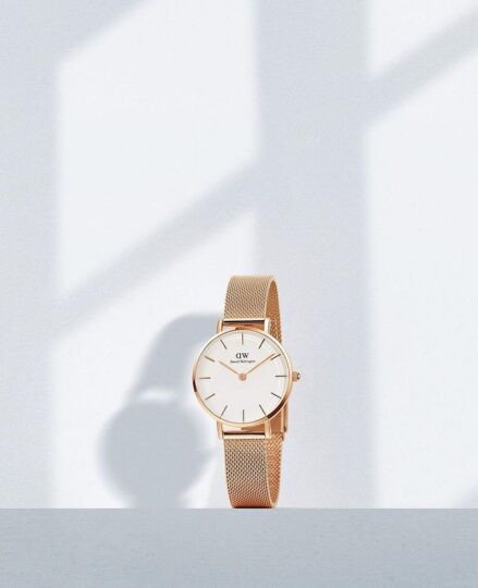 Đồng hồ DW Petite Melrose 32mm mặt trắng dây vàng hồng