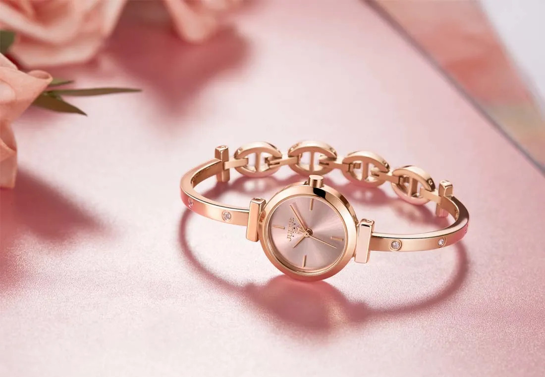 Mẫu đồng hồ lắc tay nữ đẹp Julius Star JS-030B dây thép tinh tế