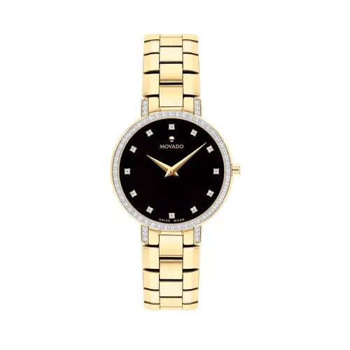 Đồng hồ nữ Movado Faceto chính hãng với thiết kế mặt kính cắt đa diện độc đáo