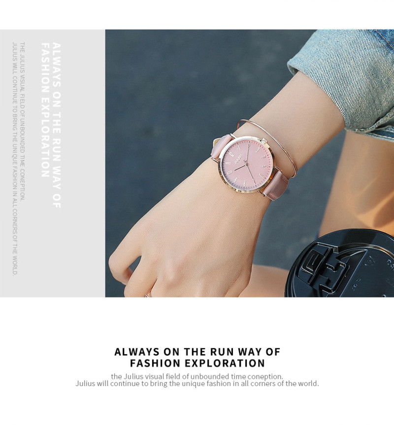 Dây da Genuine Leather và mặt số đồng hồ Julius nữ
