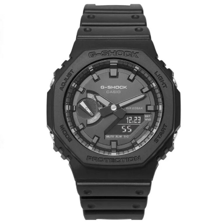 Hình ảnh đồng hồ Casio GA-2100-1A1DR với thiết kế bát giác độc đáo, khả năng chống sốc và chống nước cao, rất phù hợp khi chạy bộ