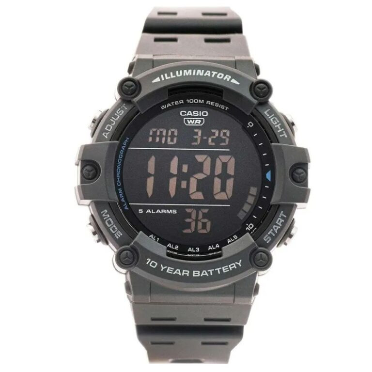 Cận cảnh Casio AE-1500WH-8BVDF 51.2mm, mặt số hiển thị rõ ràng, hỗ trợ tính năng bấm giờ cho các buổi chạy bộ