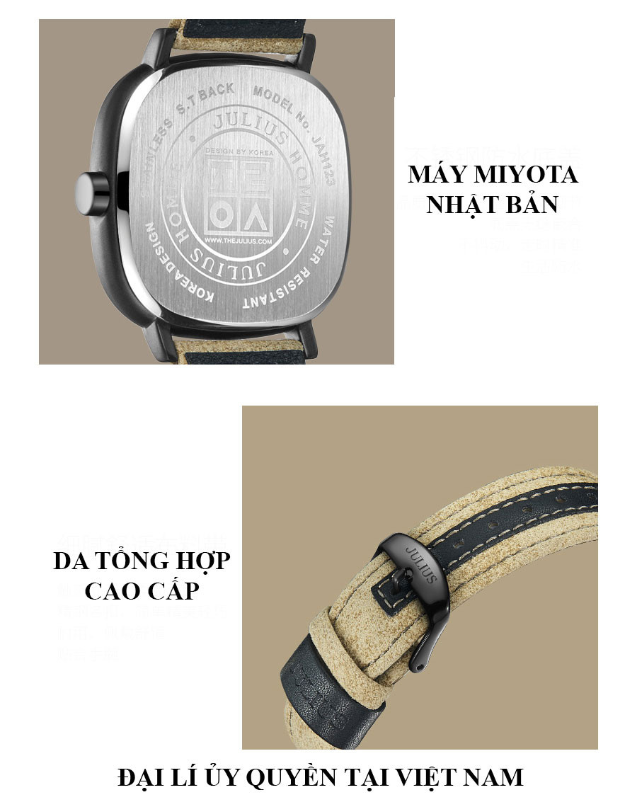 Lưu ý bảo quản đồng hồ Julius nam mặt vuông khỏi tác động từ môi trường