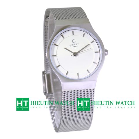 Đồng hồ đeo tay nữ Obaku V123LCIMC dây đan lưới màu bạc