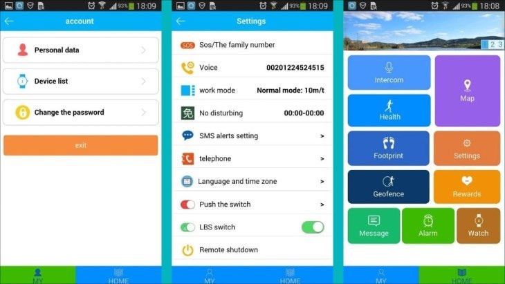 Giao diện ứng dụng SETracker trên điện thoại, dùng để quản lý đồng hồ thông minh trẻ em