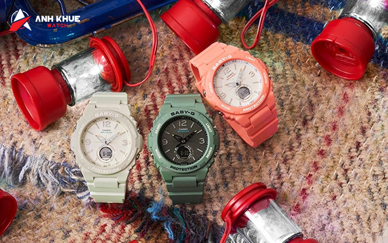 Mẫu đồng hồ thể thao Casio nữ Baby-G BGA-260 màu xanh rêu, thiết kế năng động và bền bỉ.