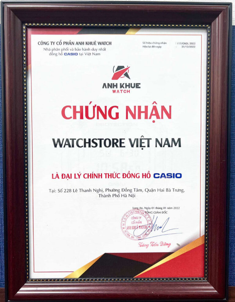 Văn bản chứng nhận uy tín của đại lý đồng hồ chính hãng WatchStore từ một thương hiệu lớn
