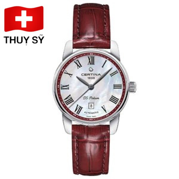 Đồng hồ Certina C001.007.16.423.00 với mặt số khảm xà cừ tinh xảo và dây da bê