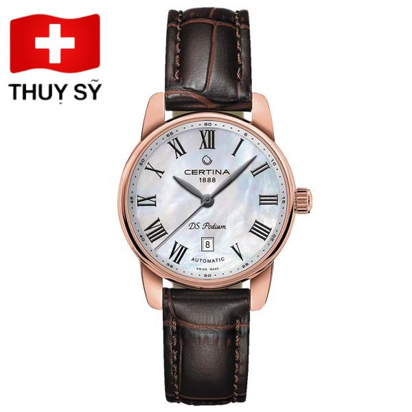 Đồng hồ Certina C001.007.36.113.00 với dây da bê thân thiện và tính năng lịch ngày