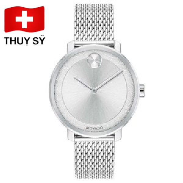 Đồng hồ Movado nữ 34mm dây lưới bạc sang trọng, mẫu đồng hồ tốt giá rẻ được ưa chuộng.