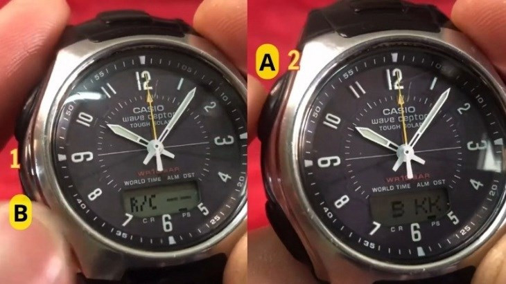 Xác nhận múi giờ trên đồng hồ Casio Tough Solar