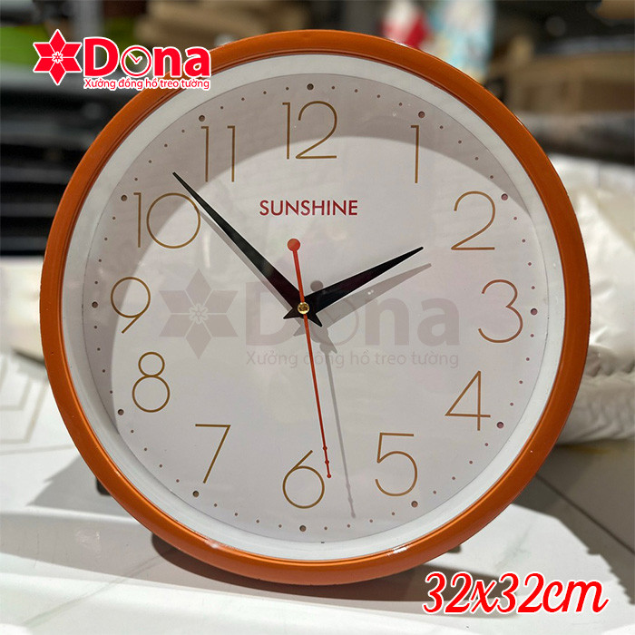 Đồng hồ treo tường 32cm vành nâu cổ điển