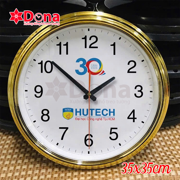 Đồng hồ treo tường 35cm vành xi vàng cao cấp