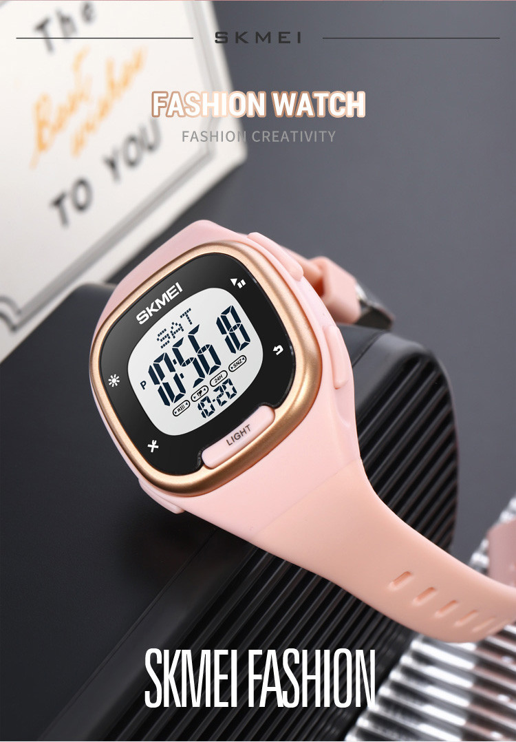 Dây đeo silicon mềm mại của đồng hồ điện tử màu hồng SKMEI 1959