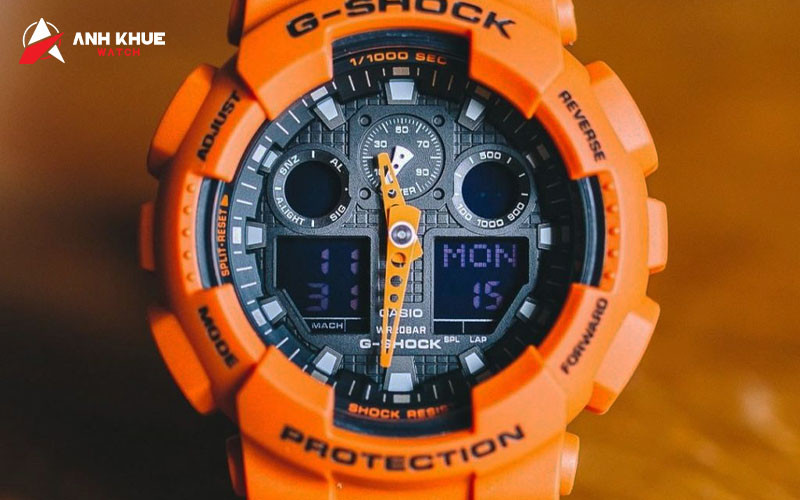 Các mẫu đồng hồ G-Shock GA-100L-4A màu cam sáng nổi bật, phù hợp người năng động