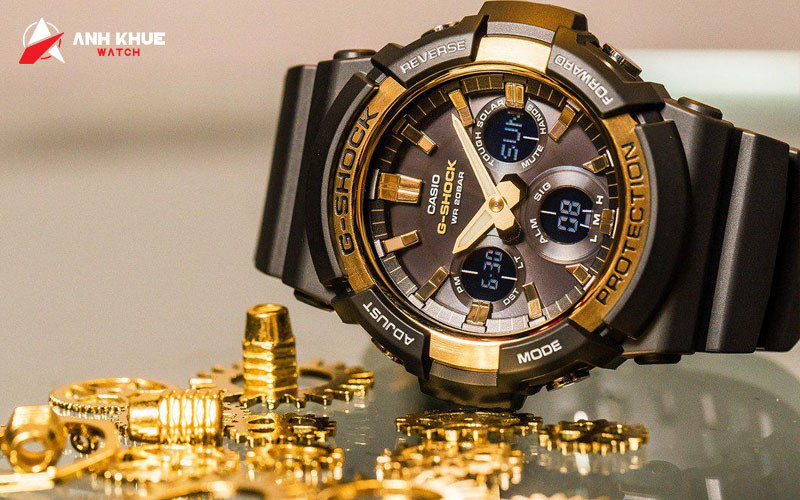 Đồng hồ G-Shock GAS-100G-1A thuộc dòng G-Steel kết hợp vàng đen