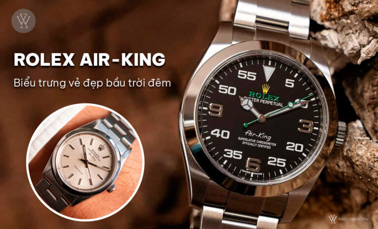 Đồng hồ Rolex Air-King chính hãng mặt số đen và bộ kim vàng