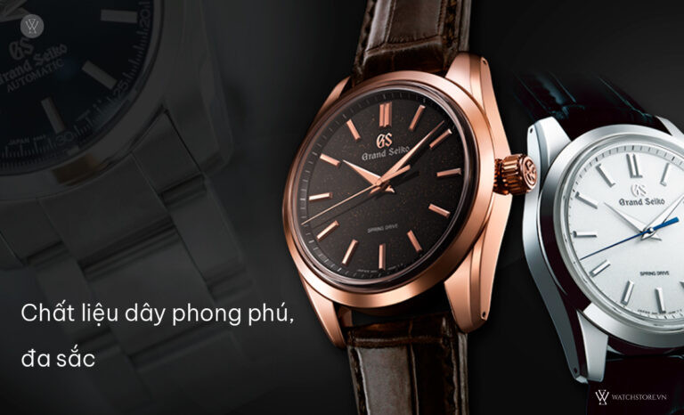 Các chất liệu dây đeo phong phú trên đồng hồ cơ Seiko chính hãng.
