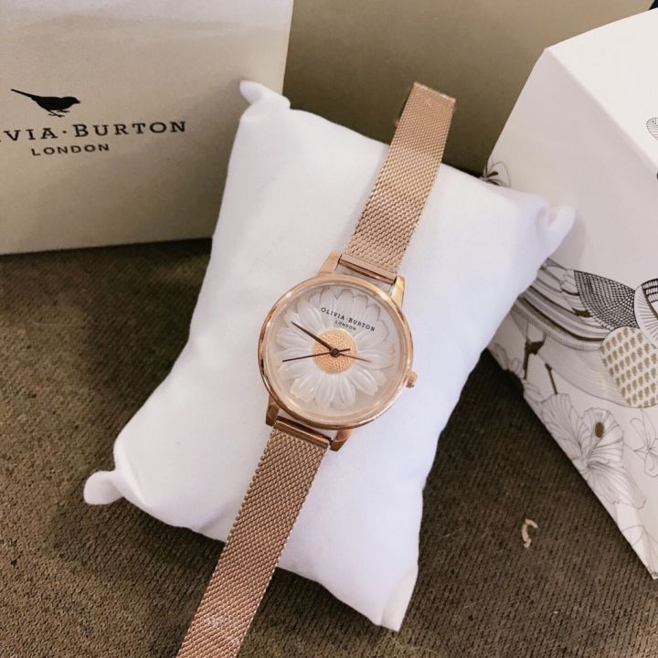 Đồng Hồ Olivia Burton Chính Hãng 3D Daisy Silver Rose Gold & Black 30mm: Nét Nữ Tính Quyến Rũ