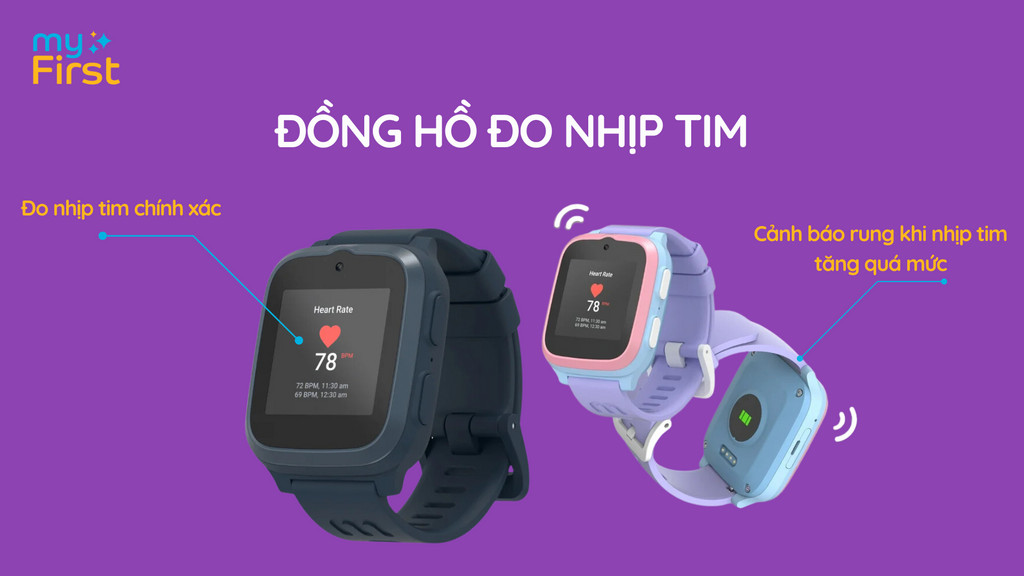 Theo dõi sức khỏe và nhịp tim với đồng hồ thông minh trẻ em.