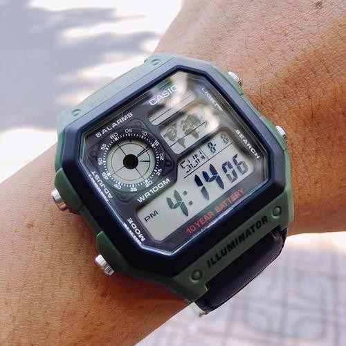 Mặt đồng hồ Casio World Time AE-1200WHB-3BVDF bền bỉ, dễ dàng điều chỉnh