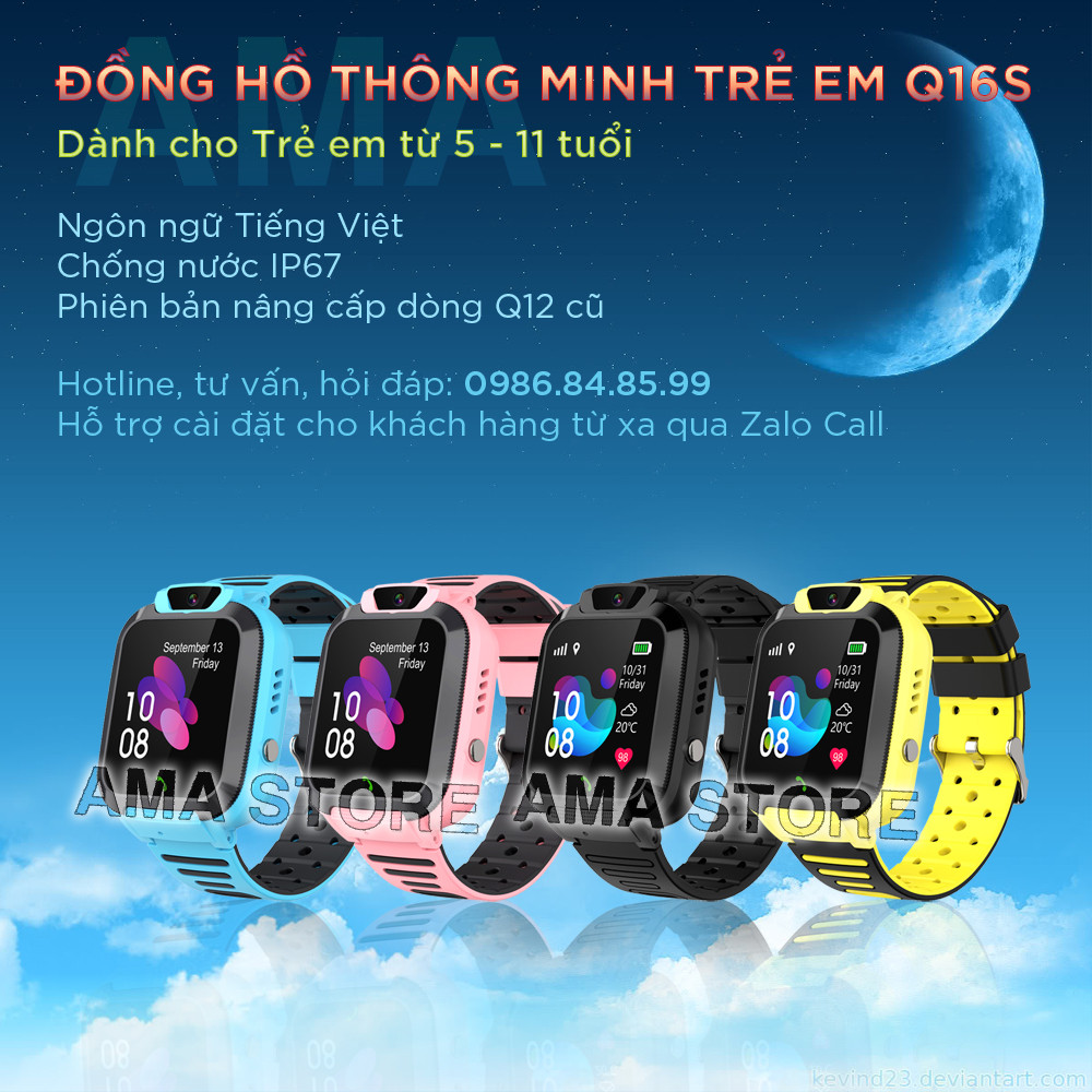 đồng hồ dành cho trẻ em AMA Watch Q16S màu xanh dương nổi bật