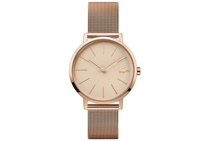 Đồng hồ nữ Lacoste 2001080 màu vàng hồng, thiết kế tối giản với dây lưới mềm mại
