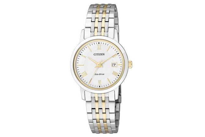 Đồng hồ nữ Citizen EW1584-59A hai tông màu bạc vàng, thiết kế thanh lịch, bộ máy Eco-Drive bền bỉ