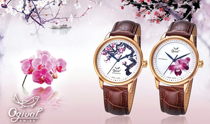 Đồng hồ Ogival Painted Watch với mặt số nghệ thuật, thể hiện phong cách độc đáo của phái nữ.