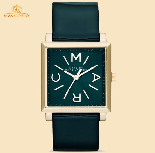 Đồng hồ Marc Jacobs MBM1278 mặt vuông dây da màu xanh đậm cá tính