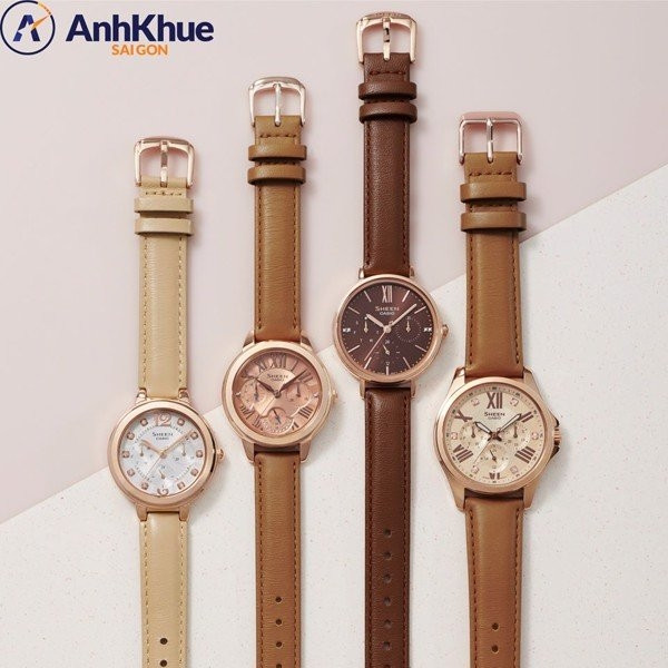 Bộ sưu tập đồng hồ Casio Sheen dây da nâu đất thời thượng, kết hợp giữa phong cách thanh lịch và sang trọng, nổi bật với mặt số và dây da cao cấp