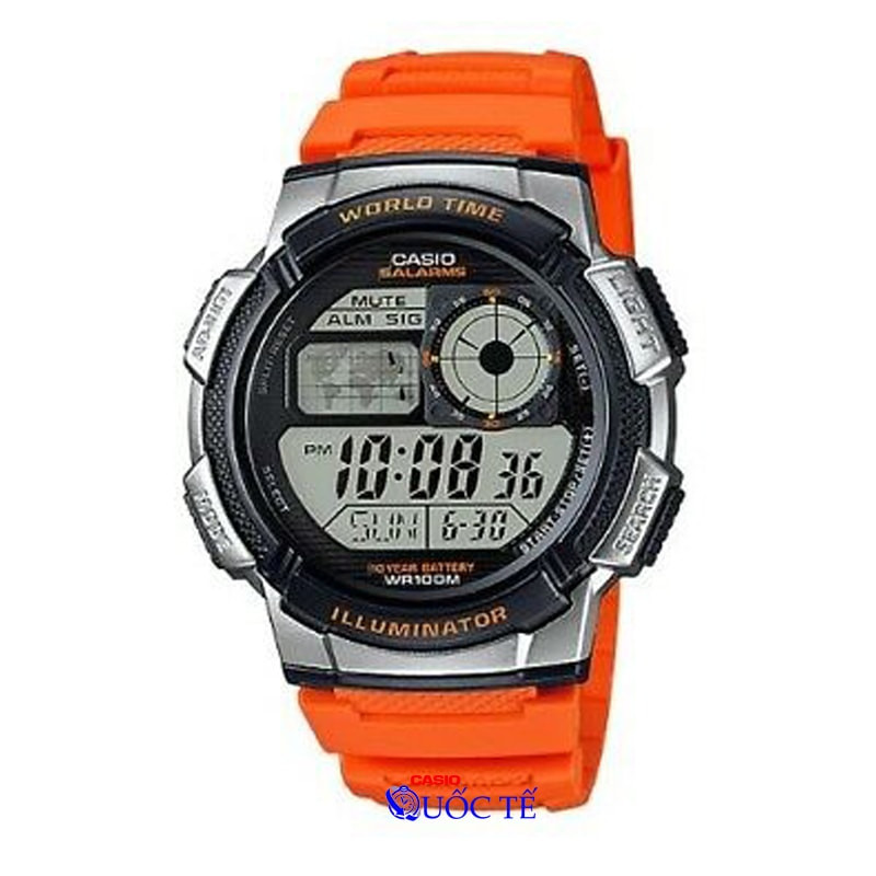 Đồng hồ điện tử Casio AE-1000W-4B mặt đỏ viền đen