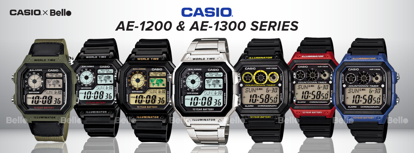 Khám phá đồng hồ điện tử Casio AE-1200 và AE-1300 chính hãng phong cách retro