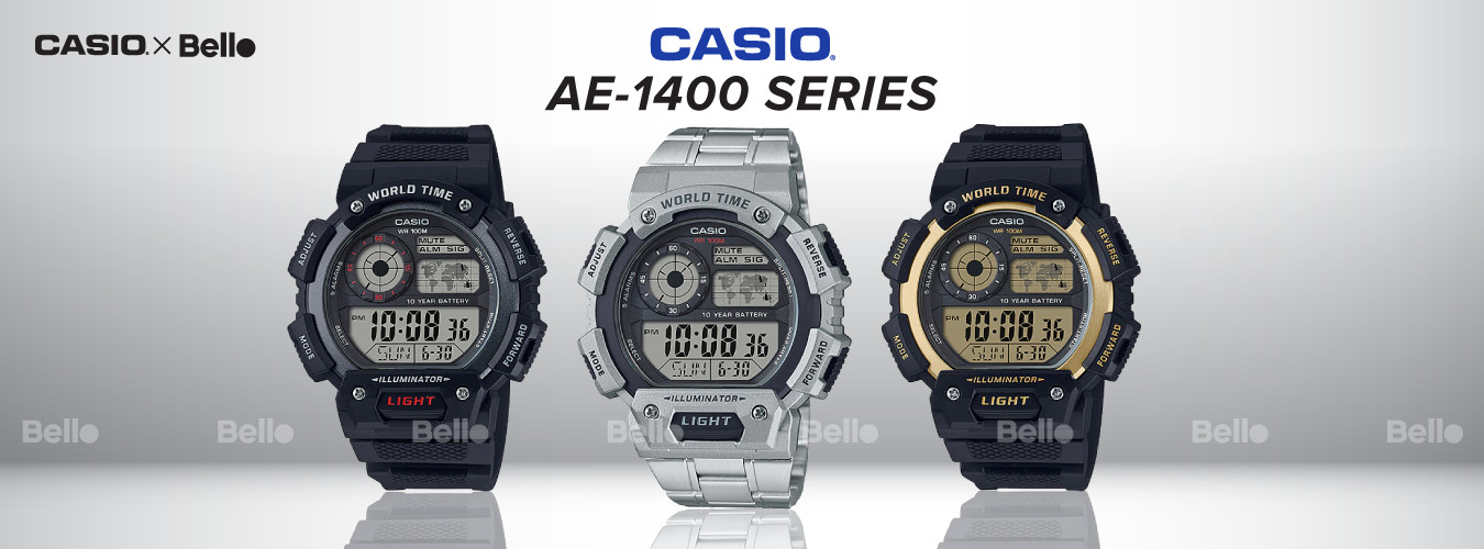 Đồng hồ điện tử Casio AE-1400 chính hãng, tích hợp nhiều chức năng tiện ích