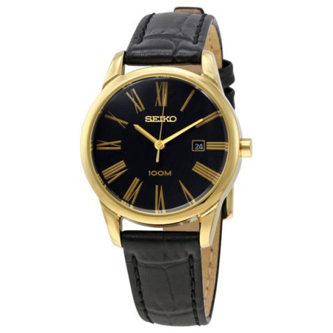 Thiết kế đồng hồ Seiko nữ dây da SXDG32P1 mặt chữ nhật hiện đại