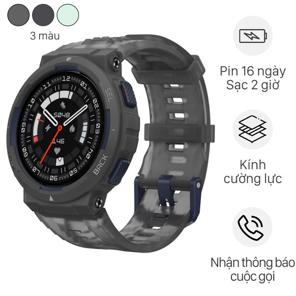 Đồng hồ thông minh Amazfit Active Edge màu xám, thiết kế thể thao