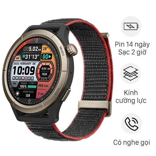 Đồng hồ thông minh Amazfit Cheetah Pro 47mm với dây nylon màu đen