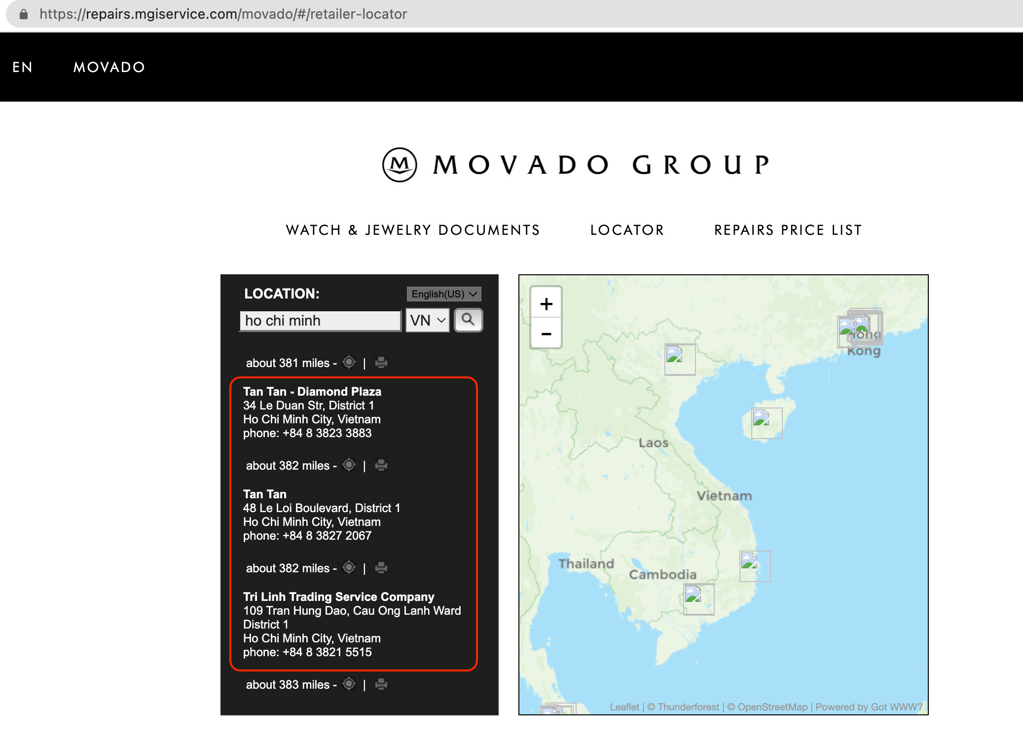 Xác nhận ủy quyền bảo hành đồng hồ Movado Group cho Tân Tân Watch
