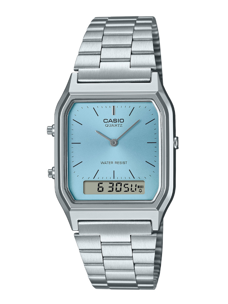 Đồng hồ nữ Casio AQ-230A-2A1MQYDF màu xanh băng kết hợp kim số hiện đại