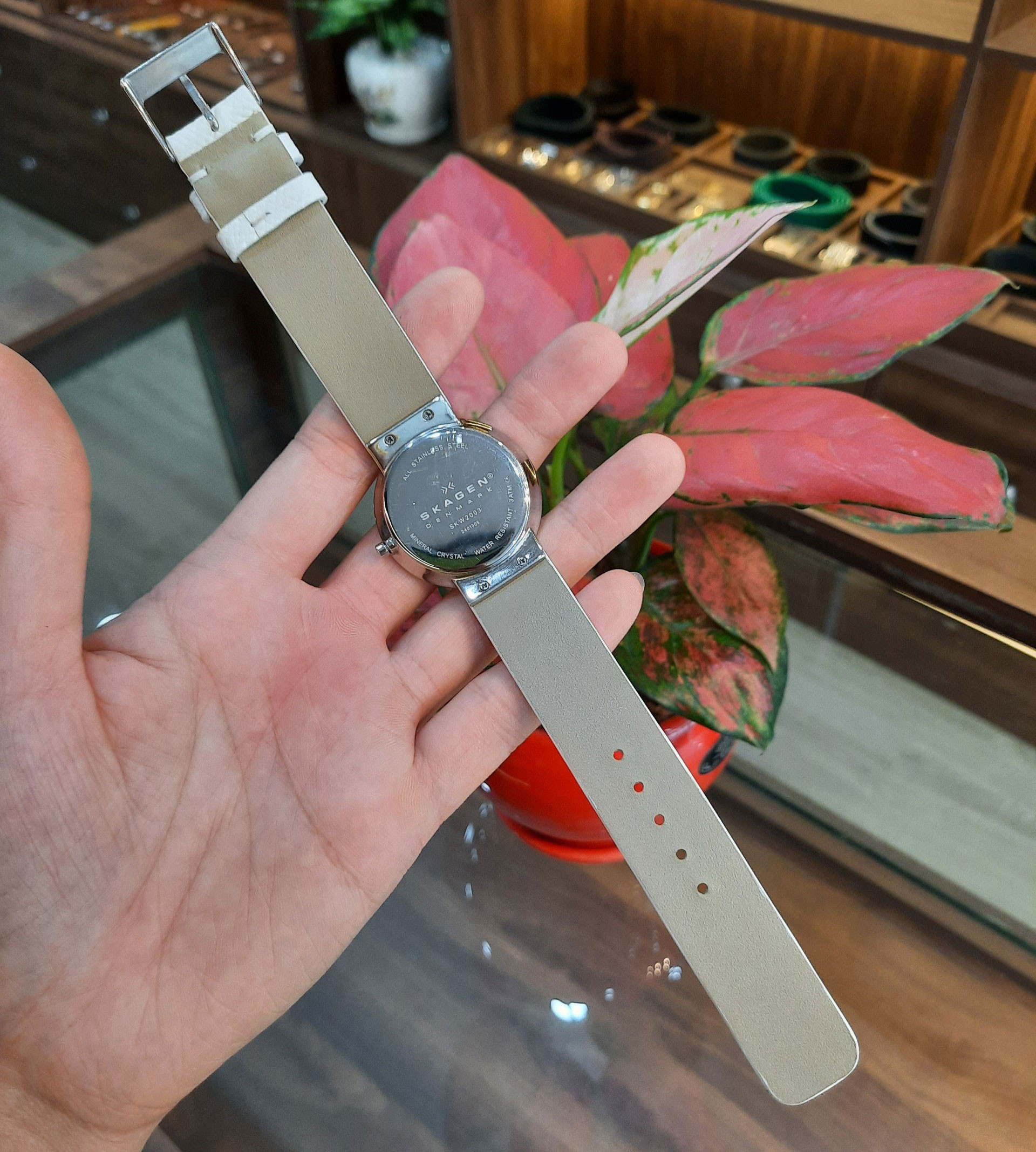 Mẫu dây da Skagen màu ghi sang trọng