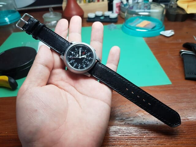 Dây da NATO phong cách thể thao cho đồng hồ Seiko 5 sau khi thay dây