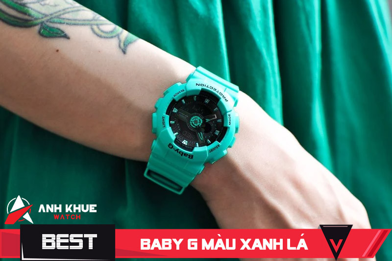 Hình ảnh tổng quan các mẫu đồng hồ Baby G màu xanh lá cây cá tính