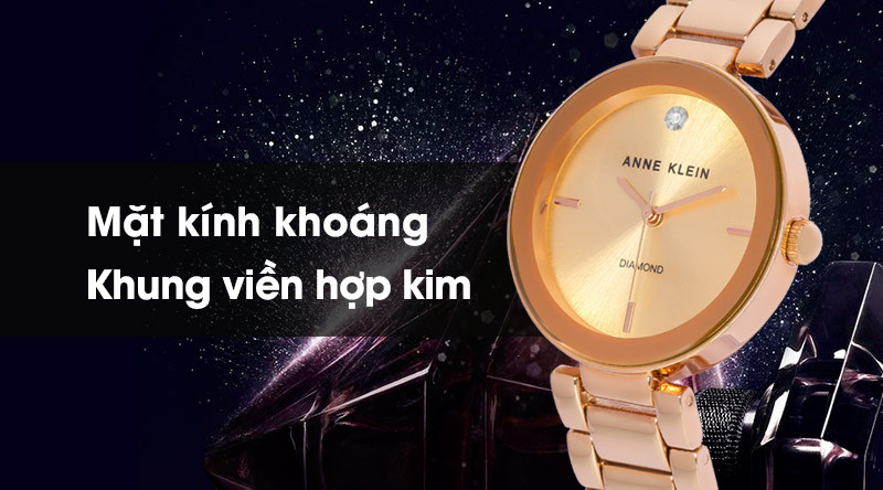 Mặt kính cứng cáp và khung viền chắc chắn của đồng hồ nữ Anne Klein AK/1362RGRG