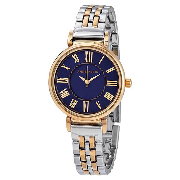 Đồng hồ Anne Klein AK/2159NVTT với mặt số xanh phối dây kim loại hai tông màu