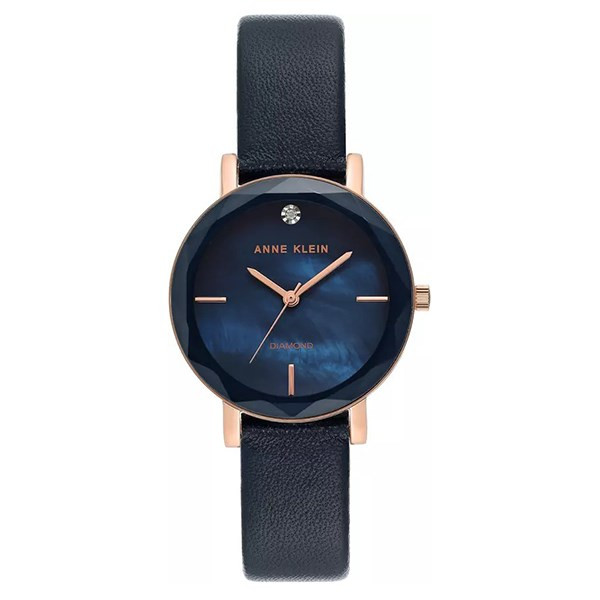 Đồng hồ Anne Klein AK/3434RGNV mặt xanh dương dây da tổng hợp