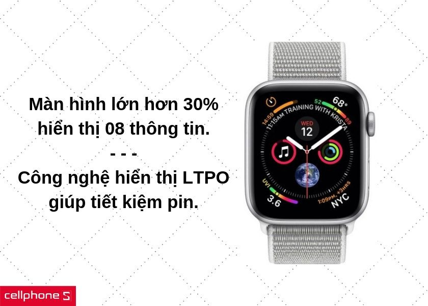 Màn hình lớn của đồng hồ thông minh Apple Watch 4 tăng trải nghiệm hiển thị