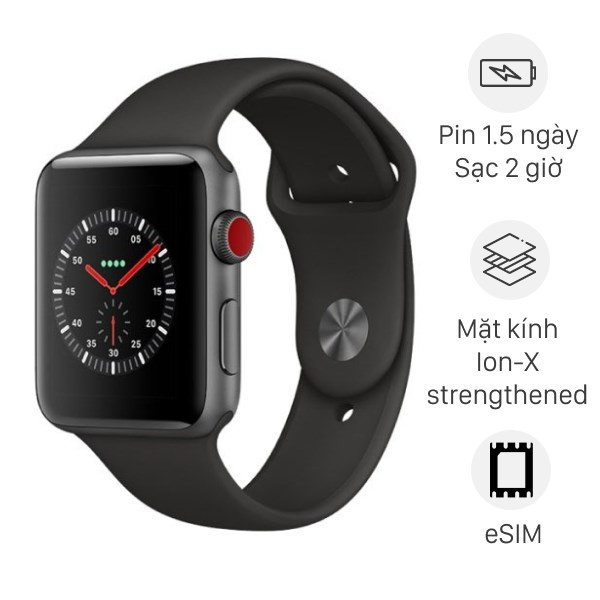 Đồng hồ thông minh Apple Watch S3 LTE 42mm viền nhôm dây cao su