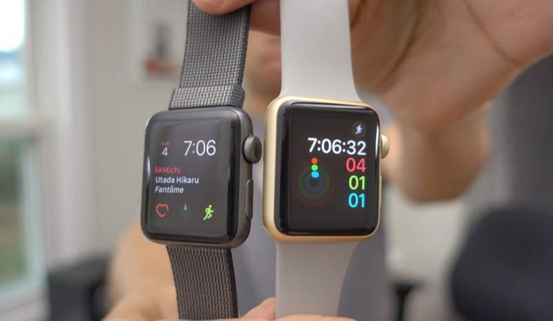 Đồng hồ Apple Watch Series 1 cũ với mặt nhôm vuông và dây đeo rộng, thể hiện thiết kế đặc trưng.