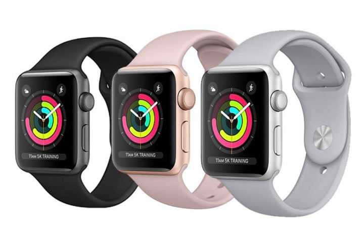 Apple Watch Series 3 nhôm GPS đeo trên cổ tay, thể hiện sự nhỏ gọn và sang trọng