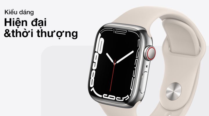 Thiết kế hiện đại và sang trọng của đồng hồ Apple Watch Series 7 viền thép